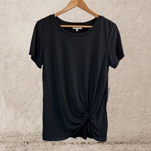 Another Love Black Tie Front Short Sleeve Tee